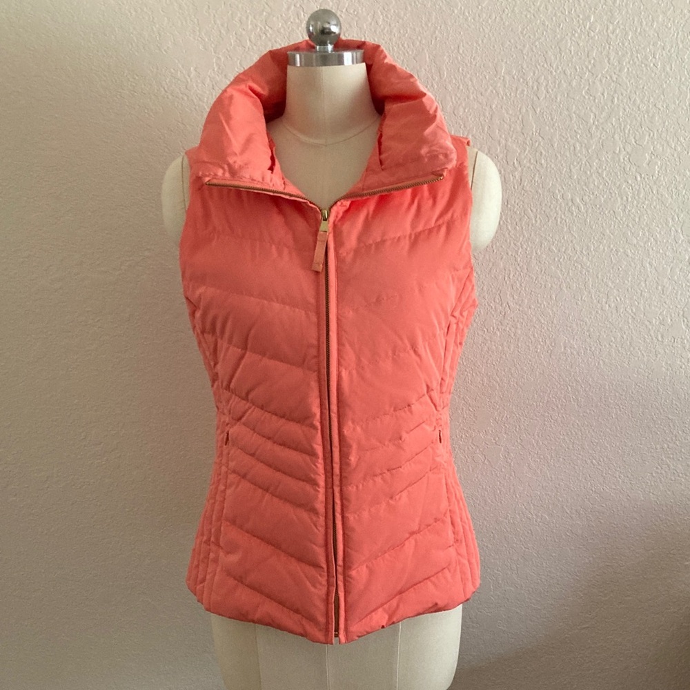 Talbots Coral/Soft OrangeQuilted Vest